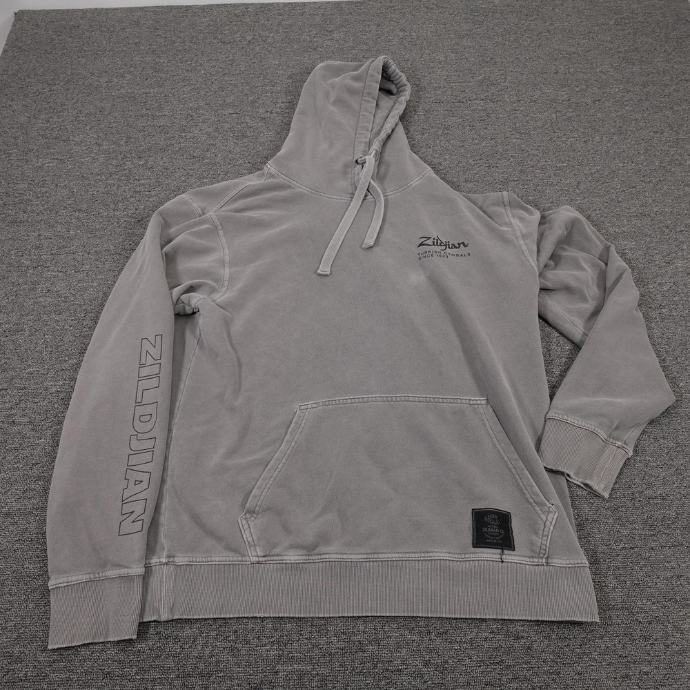 Zildjian Hoodie Mens 2XL Gray Pullover Fleece Cymbals Logo Graphic Music